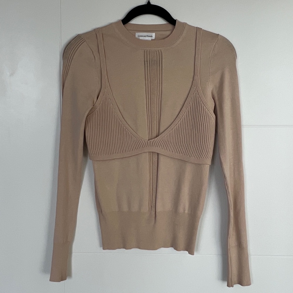 REVOLVE | knit bra overlay long sleeve sweater